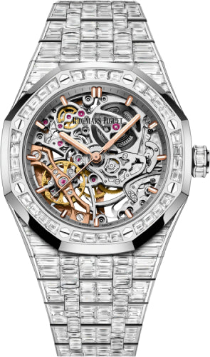 Audemars Piguet Royal Oak 15469BC.ZZ.1260BC.01-A Frosted Gold Double Balance Wheel 37mm Openworked Baguette Diamonds