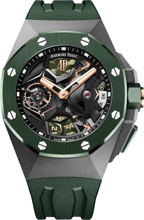 Audemars Piguet Royal Oak Concept 26589IO.OO.D056CA.01 Flying Tourbillon 44mm GMT Titanium Ceramic Bezel Green