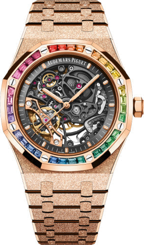 Audemars Piguet Royal Oak 15412OR.YG.1224OR.01 Frosted Rose Gold Double Balance Wheel 41mm Openworked Rainbow Slate Grey Bracelet Main image