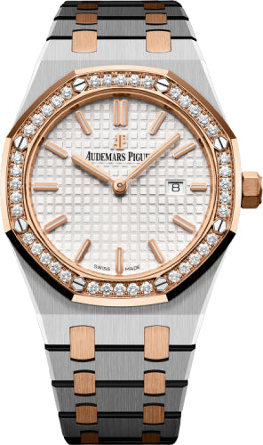 Audemars Piguet Royal Oak 67651SR.ZZ.1261SR.01 Quartz Ladies 33mm Rose Gold/Steel Diamond Silver Dial