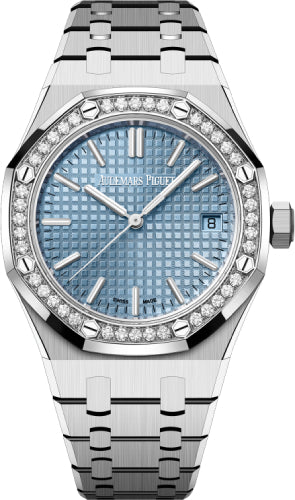 Audemars Piguet Royal Oak 15551ST.ZZ.1356ST.04 Stainless Steel 37mm Light Blue Dial Diamond Bezel Main image
