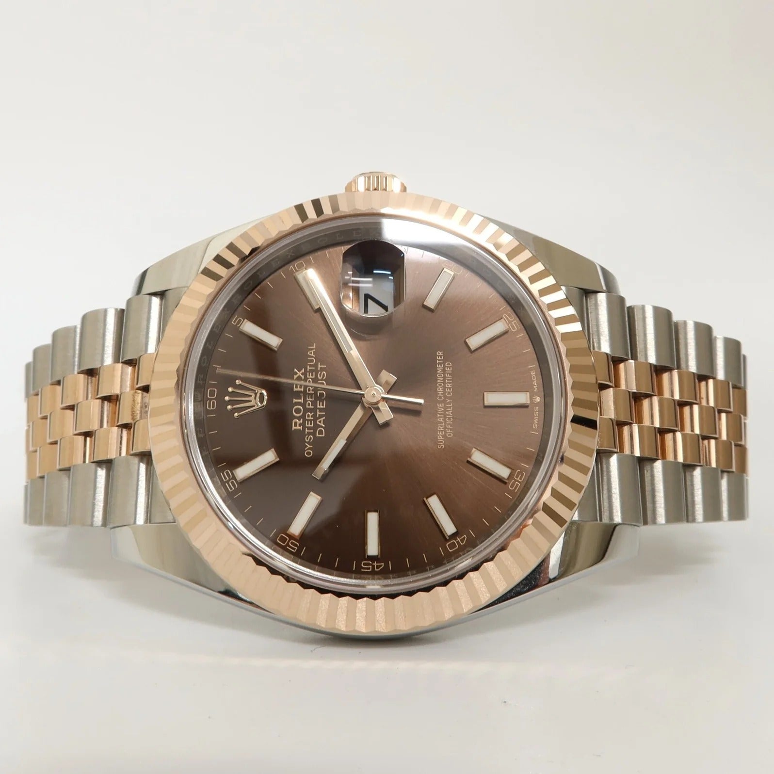 Rolex Datejust 41mm 126331 Stainless Steel Rose Gold Chocolate Dial Jubilee