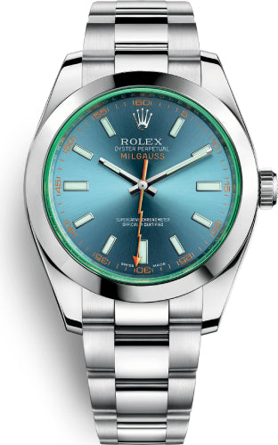 Rolex Milgauss 116400GV 40mm Green Crystal Stainless Steel Blue Dial Main image