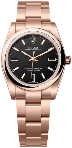 Rolex Oyster Perpetual 124205 34 18Ct Everose Gold Black Dial Oyster Bracelet — 2026 Main image