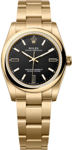 Rolex Oyster Perpetual 124208 34mm 18 Ct Yellow Gold Black Dial Oyster Bracelet — 2026 Main image