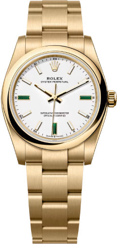 Rolex Oyster Perpetual 124208 34mm 18 Ct Yellow Gold White Dial Oyster Bracelet — 2026