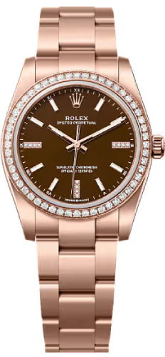 Rolex Oyster Perpetual 24245RBR 34 18Ct Everose Gold Brown Stone Diamond Set Dial Oyster Bracelet - 1 — 2026 Main image