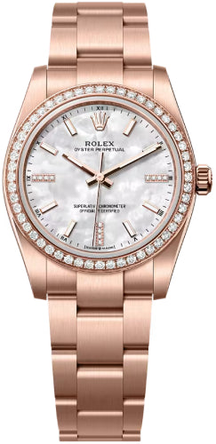 Rolex Oyster Perpetual 124245RBR 34 18Ct Everose Gold White Mother Of Pearl Diamond Set Dial Oyster Bracelet — 2026