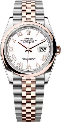 Rolex Datejust 126201 36 Oystersteel Everose Gold White Dial Domed Bazel Jubilee Bracelet — 2026