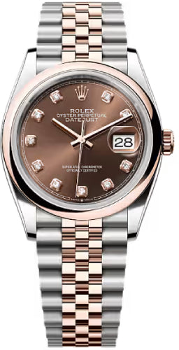 Rolex Datejust 126201 36 Oystersteel Everose Gold Chocolate Diamond Set Dial Domed Bazel Jubilee Bracelet — 2026