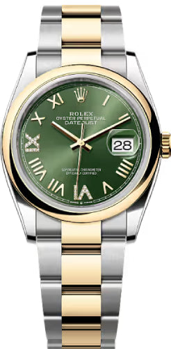 Rolex Datejust 126203 36 Oystersteel And Yellow Gold Olive Green Diamond-Set Dial Oyster Bracelet — 2026