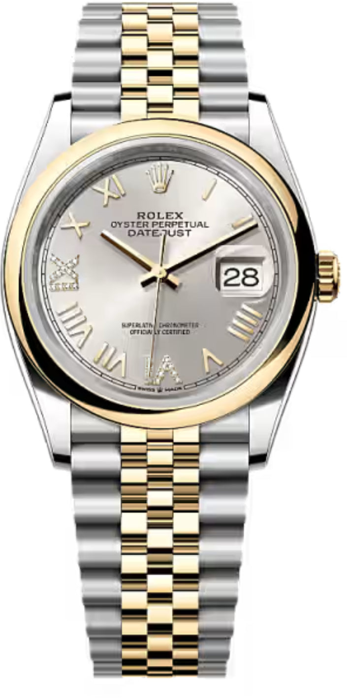 Rolex Datejust 126203 36 Oystersteel And Yellow Gold Silver Diamond-Set Dial Jubilee Bracelet — 2026