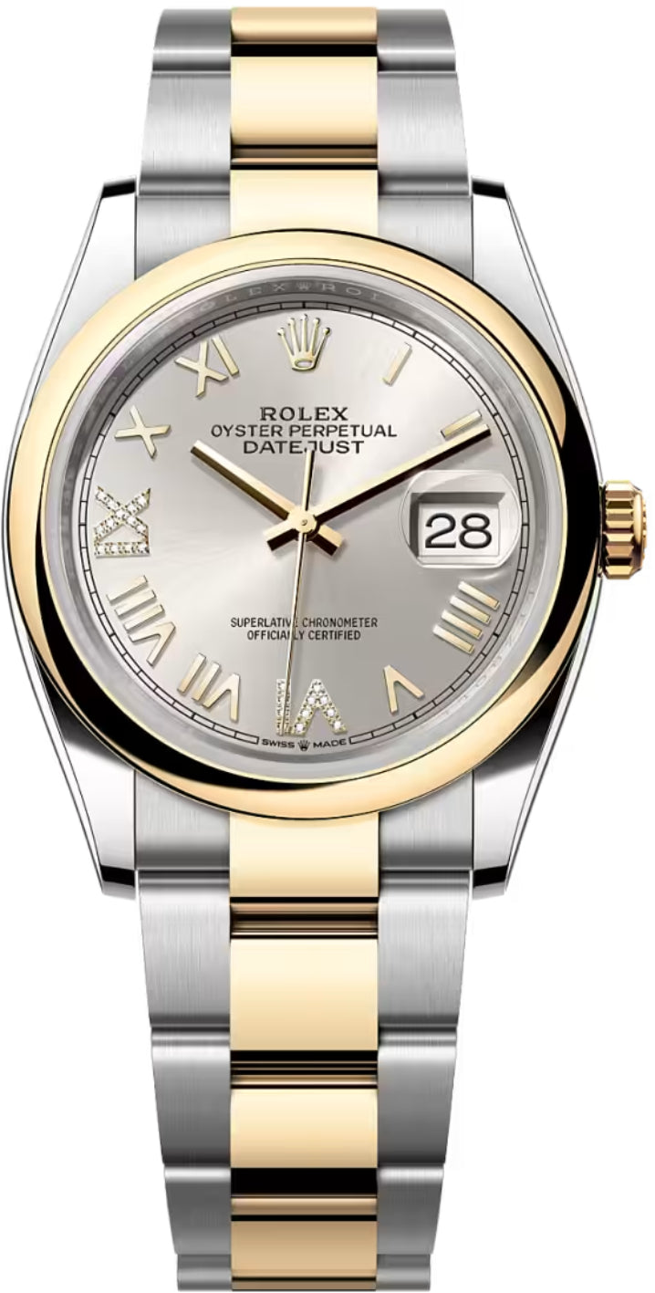 Rolex Datejust 126203 36 Oystersteel And Yellow Gold Silver Diamond-Set Dial Oyster Bracelet — 2026