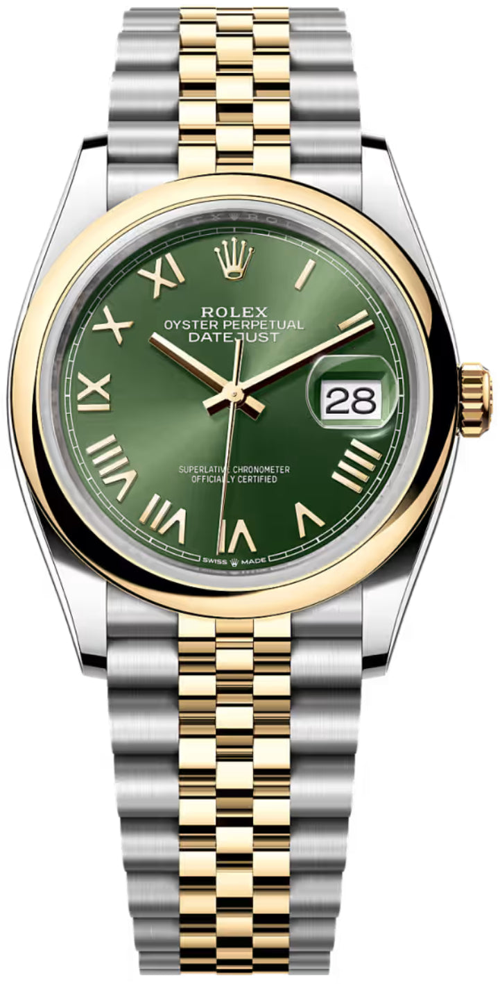 Rolex Datejust 126203 36 Oystersteel And Yellow Gold Olive Green Roman Dial Jubilee Bracelet — 2026 Main image