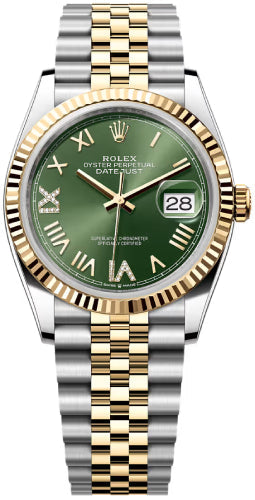 Rolex Datejust 126233 36 Oystersteel And Yellow Gold Olive Green Diamond-Set Dial Jubilee Bracelet — 2026
