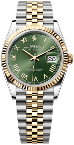Rolex Datejust 126233 36 Oystersteel And Yellow Gold Olive Green Roman Dial Jubilee Bracelet — 2026