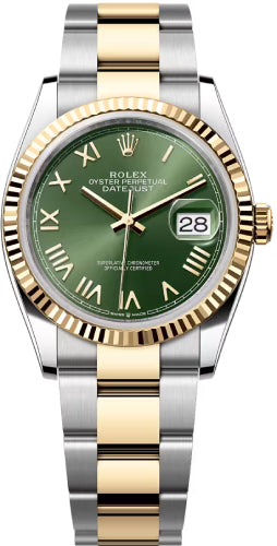 Rolex Datejust 126233 36 Oystersteel And Yellow Gold Olive Green Roman Dial Oyster Bracelet — 2026