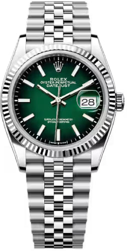 Rolex Datejust 126234 36 Oystersteel White Gold Green Ombré Dial Jublee Bracelet — 2026