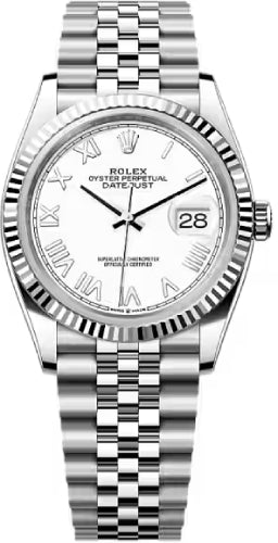 Rolex Datejust 126234 36 Oystersteel White Gold White Roman Dial Jublee Bracelet — 2026 Main image