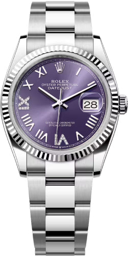 Rolex Datejust 126234 36 Oystersteel White Gold Aubergine Diamond Set Dial Oyster Bracelet — 2026