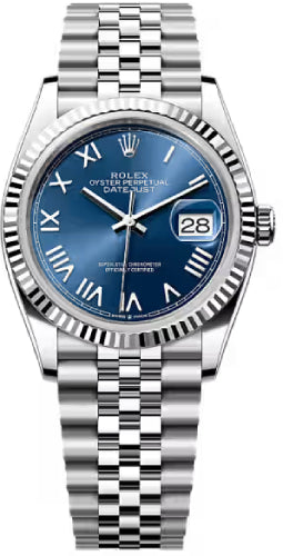 Rolex Datejust 126234 36 Oystersteel White Gold Bright Blue Dial Jublee Bracelet — 2026