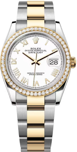 Rolex Datejust 126283RBR 36 Oystersteel Yellow Gold And Diamond White Roman Dial Oyster Bracelet — 2026
