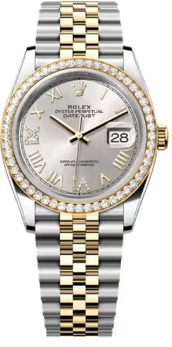 Rolex Datejust 126283RBR 36 Oystersteel Yellow Gold And Diamond Silver Diamond-Set Dial Jubilee Bracelet — 2026