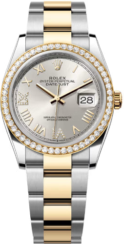 Rolex Datejust 126283RBR 36 Oystersteel Yellow Gold And Diamond Silver Diamond-Set Dial Oyster Bracelet — 2026