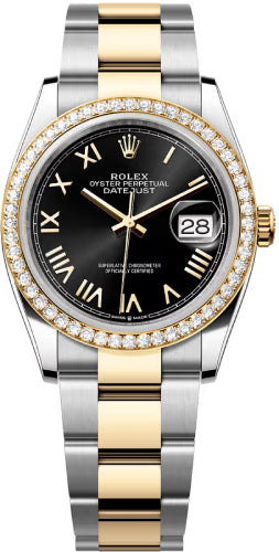 Rolex Datejust 126283RBR 36 Oystersteel Yellow Gold Bright Black Dial Oyster Bracelet — 2026