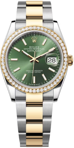 Rolex Datejust 126283RBR 36 Oystersteel Yellow Gold Olive Green Dial Oyster Bracelet — 2026