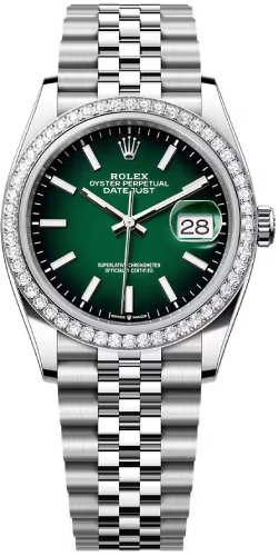 Rolex Datejust 126284RBR 36 Oystersteel White Gold Green Ombré Dial Jubilee Bracelet — 2026