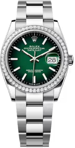 Rolex Datejust 126284RBR 36 Oystersteel White Gold Green Ombré Dial Oyster Bracelet — 2026