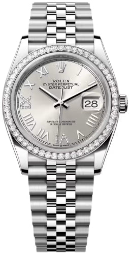 Rolex Datejust 126284RBR 36 Oystersteel White Gold Silver Diamond Set Dial Jubilee Bracelet — 2026