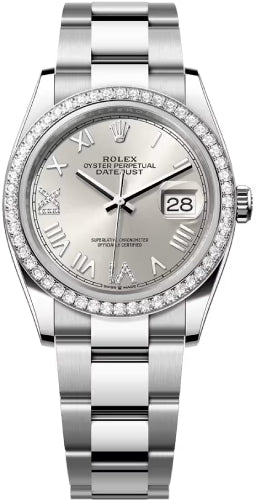 Rolex Datejust 126284RBR 36 Oystersteel White Gold Silver Diamond Set Dial Oyster Bracelet — 2026 Main image