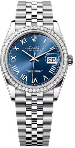 Rolex Datejust 126284RBR 36 Oystersteel White Gold Bright Blue Dial Jubilee Bracelet — 2026