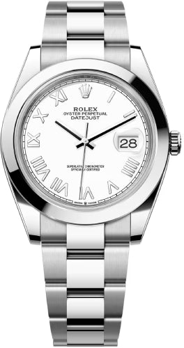 Rolex Datejust 126300 41 Oystersteel White Roman Dial Smooth Bezel Oyster Bracelet — 2026