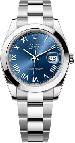 Rolex Datejust 126300 41 Oystersteel Blue Roman Dial Smooth Bezel Oyster Bracelet — 2026