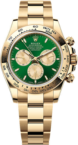 Rolex Cosmograph Daytona 126508 40mm Yellow Gold Bright Green Golden Dial Yellow Gold Bezel Oyster Bracelet — 2025 Main image