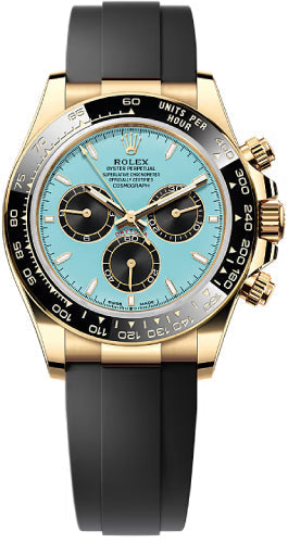 Rolex Cosmograph Daytona 126518LN 40mm Yellow Gold Turquoise Blue Black Dial Cerachrom Bezel Oysterflex Bracelet — 2025 Main image