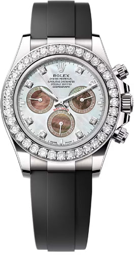 Rolex Cosmograph Daytona 126589RBR 40mm White Gold White MOP Diamond-Set Dial Oysterflex Bracelet Diamond-Set Bezel - 2024 Model Main image