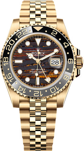 Rolex GMT-Master II 126718GRNR 40mm Yellow Gold Tiger Iron Dial Cerachrom Bezel Oyster Bracelet — 2025 Main image