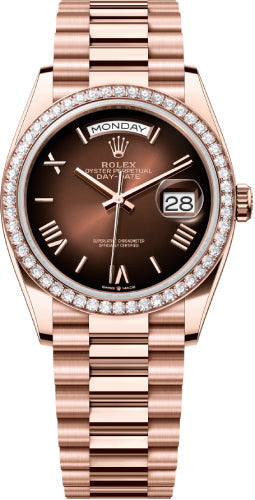 Rolex Day-Date 128345RBR 36 36mm Brown Ombré Dial Diamond Bezel President Bracelet - 2024 Model Main image