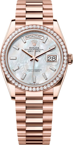 Rolex Day-Date 128345RBR 36 36mm White MOP Diamond-Set Dial Diamond Bezel President Bracelet - 2024 Model Main image
