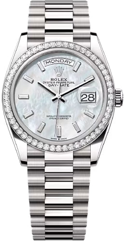 Rolex Day-Date 128349RBR 36 36mm White MOP Diamond-Set Dial Diamond-Set Bezel President Bracelet - 2024 Model Main image