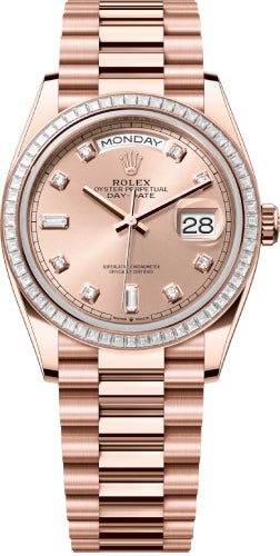 Rolex Day-Date 128395TBR 36 36mm Rose Color Diamond-Set Dial Diamond-Set Bezel President Bracelet - 2024 Model Main image