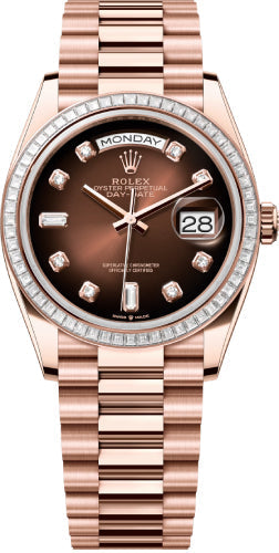 Rolex Day-Date 128395TBR 36 36mm Brown Ombré Diamond-Set Dial Diamond-Set Bezel President Bracelet - 2024 Model