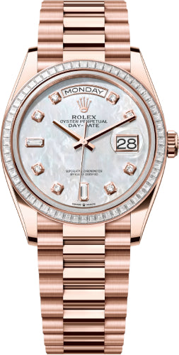 Rolex Day-Date 128395TBR 36 36mm White MOP Diamond-Set Dial Diamond-Set Bezel President Bracelet - 2024 Model