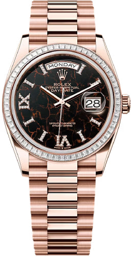 Rolex Day-Date 128395TBR 36 36mm Eisenkiesel Diamond-Set Dial Diamond-Set Bezel President Bracelet - 2024 Model