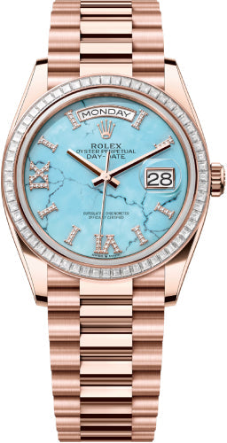 Rolex Day-Date 128395TBR 36 36mm Turquoise Diamond-Set Dial Diamond-Set Bezel President Bracelet - 2024 Model