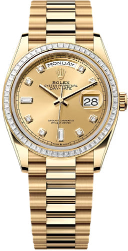 Rolex Day-Date 128398TBR 36 36mm Champagne Diamond Dial Diamond-Set Bezel President Bracelet - 2024 Model Main image